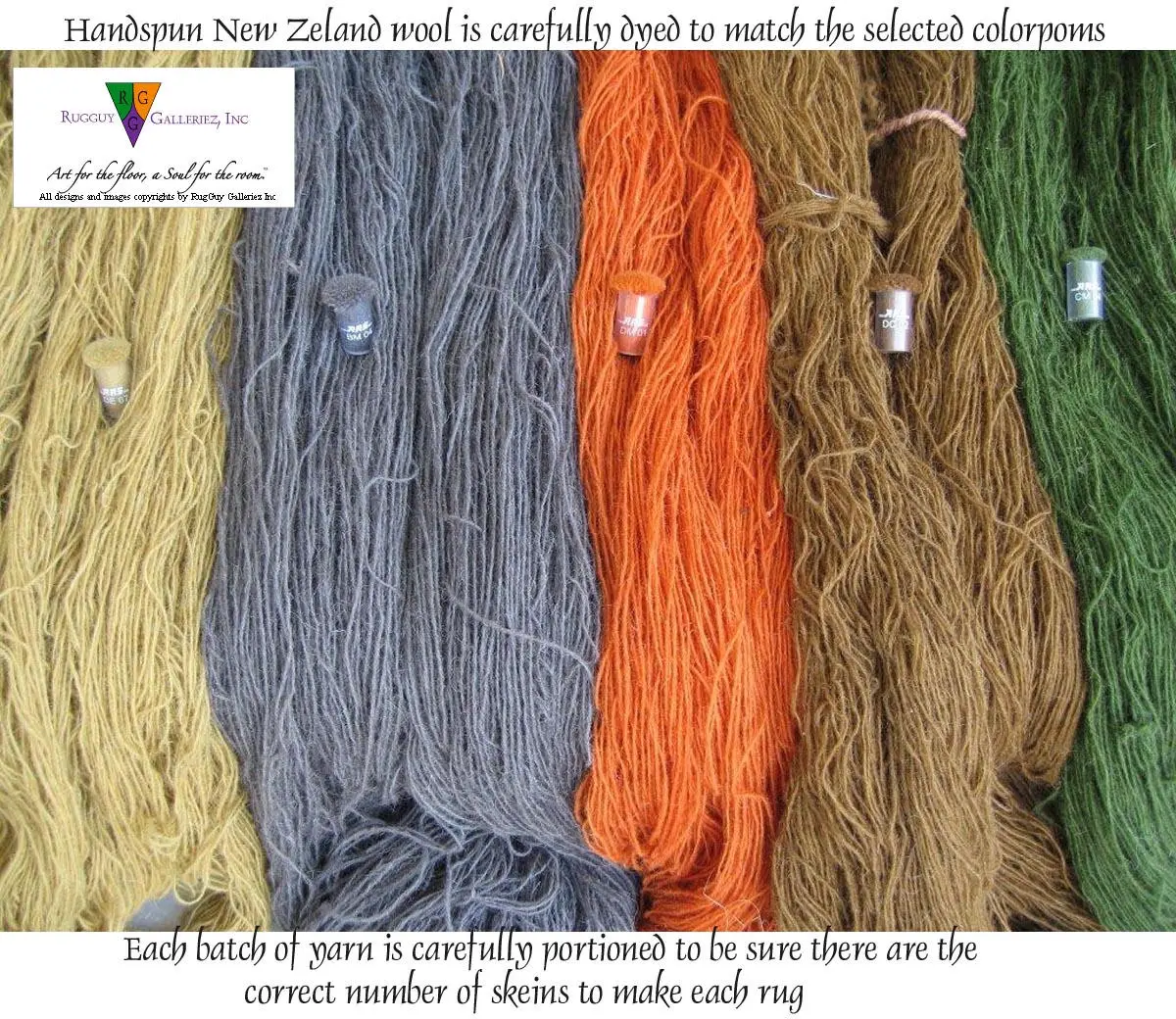 Handspun New Zealand wool skeins in varied colors