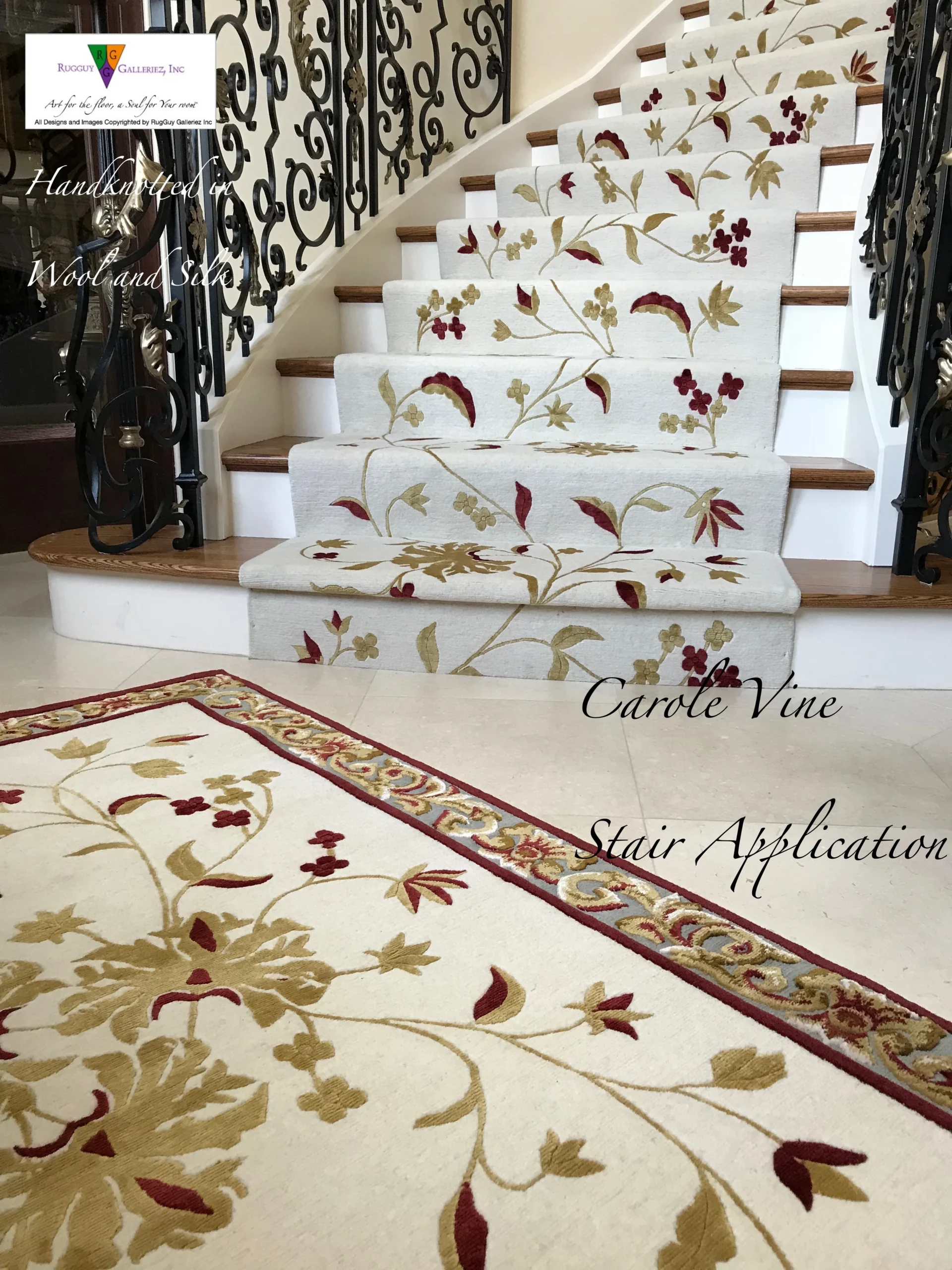 Floral carpet on staircase