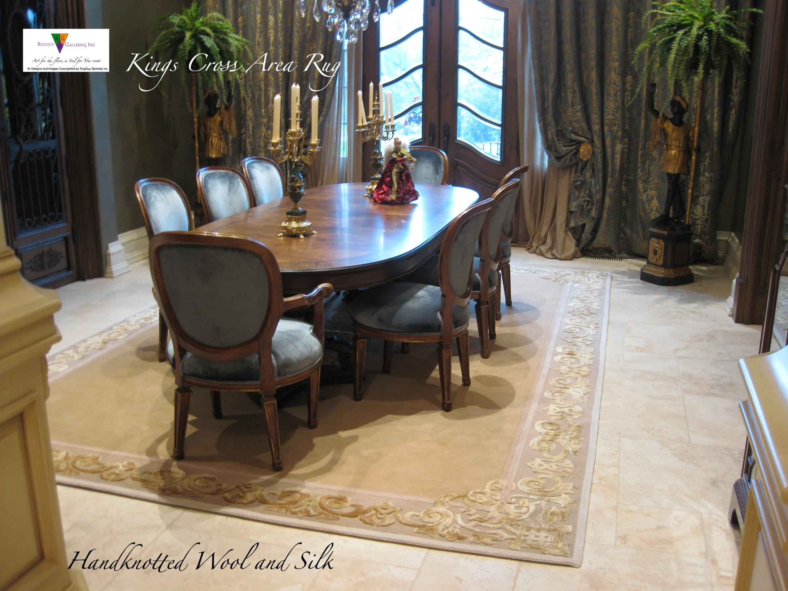 Elegant dining room with ornate table